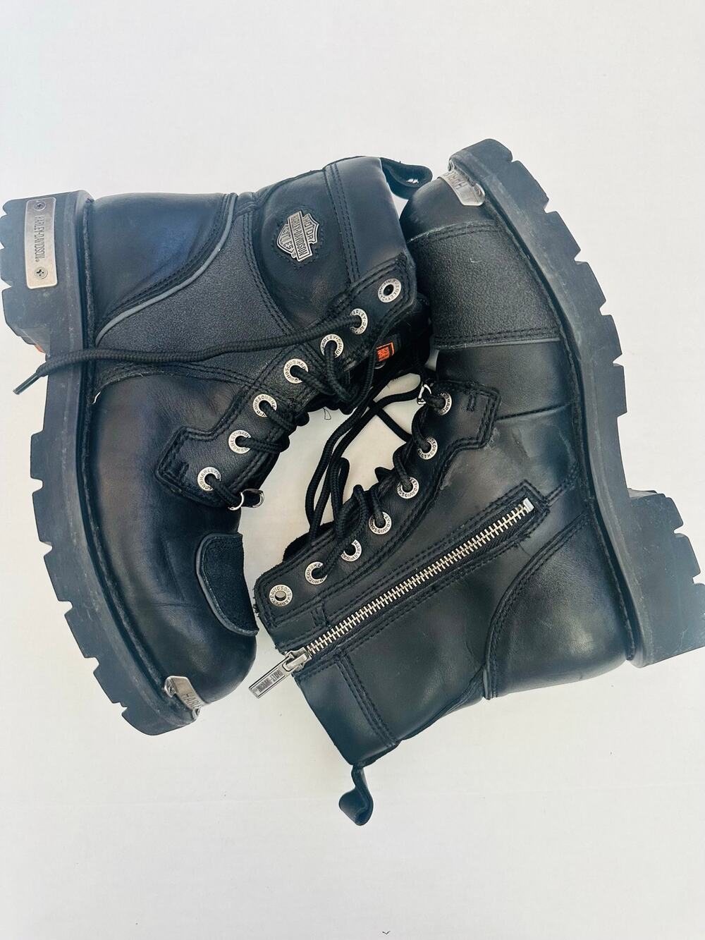 Harley-Davidson Women's Stealth Riding Boots Stock No. 84352 Black Leather Sz 9